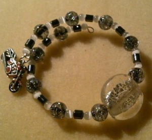 Black/ White with Motorcycle charm